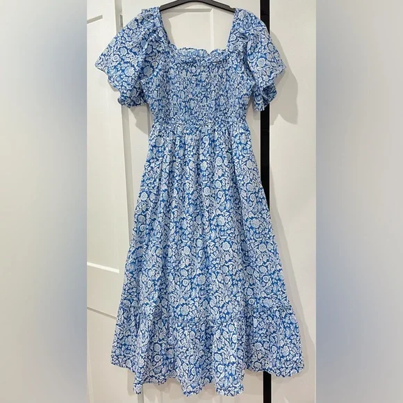 SOLD⚠️Tuckernuck Pink City Prints PCP Lolita dress in blue white floral small - Picture 3 of 5